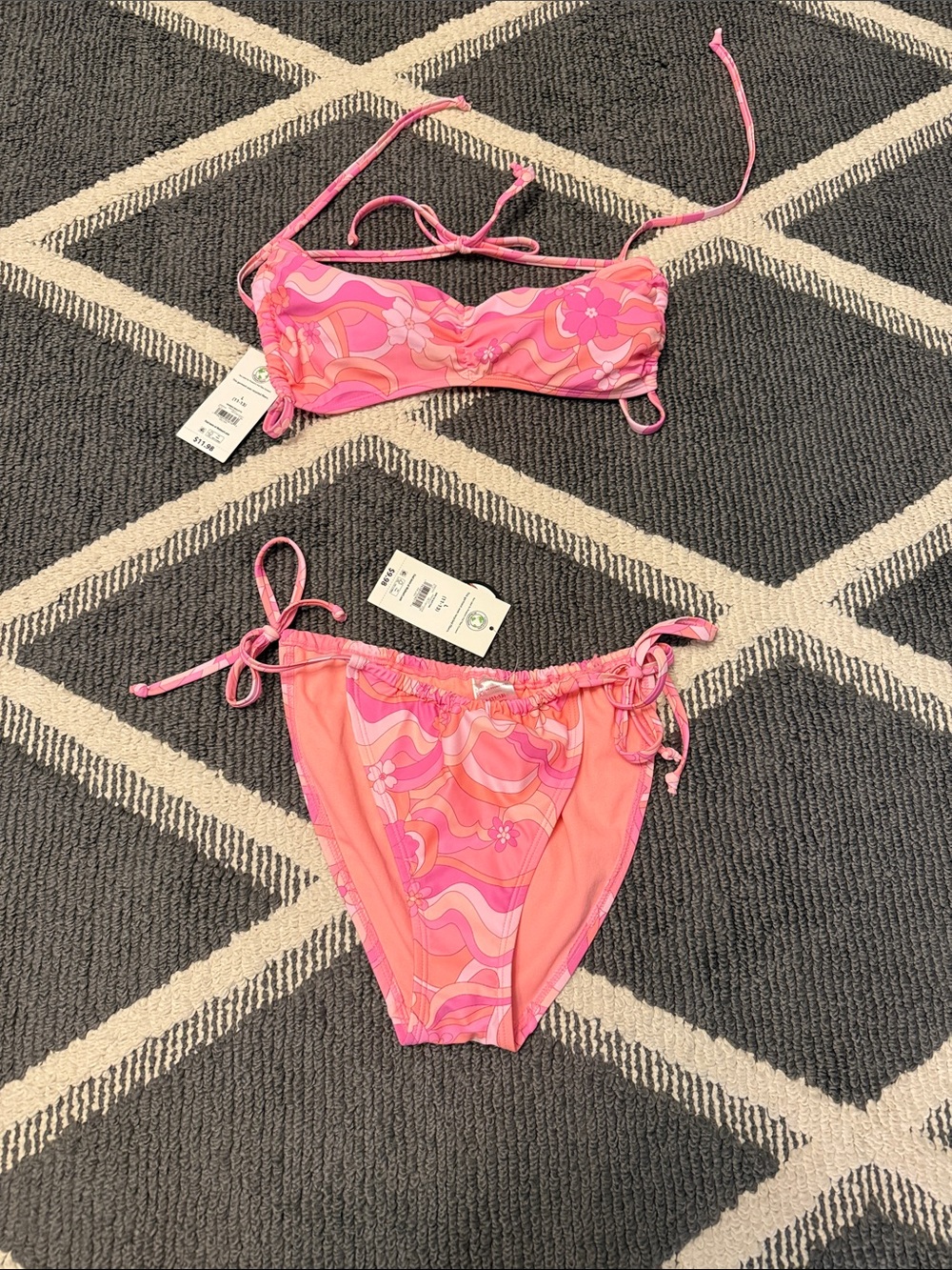 NWT Pink Floral Wave Two-Piece Swim Bikini